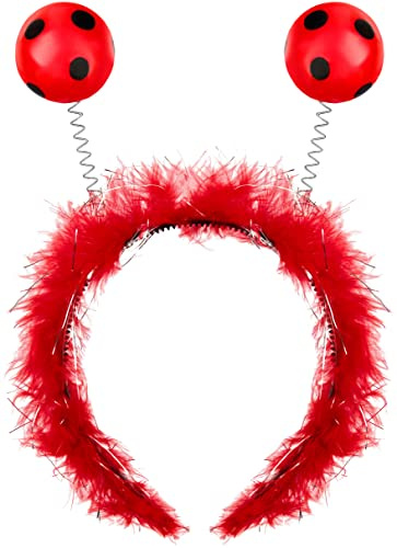 Balinco Marienkäfer Haarband – Lustiges Ladybug Accessoire für Karneval & Fasching – Rot/Schwarz