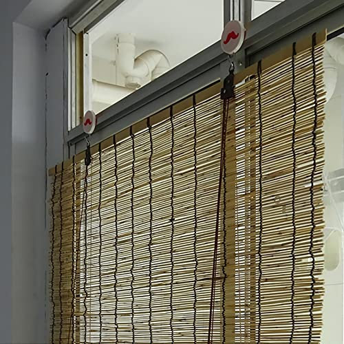 Henpxj Verdunkelungs-Bambusjalousien, Schutzschilf-Rollos, Bambus-Lichtfilter-Fensterjalousien, atmungsaktiv, umweltfreundlich, handgewebter Bambusvorhang, Grundfarbe Schwarze Linie