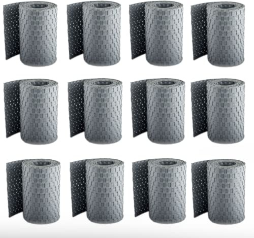 TerraGala Lot de 12 bandes brise-vue en rotin - Gris clair - 255 cm x 19 cm - Brise-vue pour clôture - En polyrotin avec aspect tressé - Avec clips de fixation