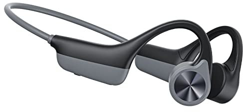 RR SPORTS Bone Conduction Headphones, Open Ear Bluetooth Sport Wireless Earphones With Microphone, Sweatproof for Running, Cycling, Driving (Black & Grey)