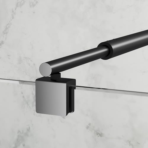 Boromal Haltestange Duschwand, Haltestange für Duschwände Stabilisierungsstange Haltestange rund Stabilisator für Glasdicke 8-10 mm Dusche Duschwand Edelstahl 73-120cm, Schwarz (1 Stück)