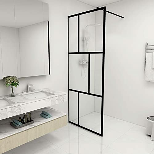 Tidyard Duschwand für Walk-in Dusche, Duschtrennwand für Begehbare Duschen, Duschabtrennung Hartglas Schwarz 80x195 cm