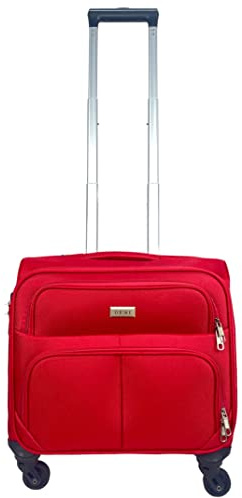 ded Maletin Maleta Trolley Equipaje de Mano con 4 Ruedas giratorias + Compartimiento Comercial piloto Medico Rojo