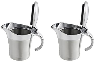misppro Lot de 2 saucières isothermes à double paroi en acier inoxydable avec couvercle à charnière Capacité 450 ml – Parfait pour la saison des fêtes