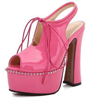 14CM/5.51IN Damen Open Toe High Heels Sexy Pole Dance Striptease Schuhe Für Party Prom Club,Rosa,40 EU