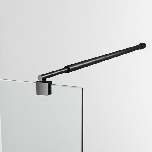 Dusche Einziehbar Stabilisator 73-123 cm, Edelstahl Haltestange Stabilisierungsstange für Glasstärken 8-10 mm für Walk-in Duschabtrennung Duschwand Duschkabine, Schwarz