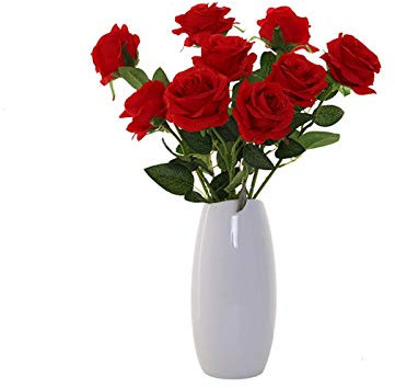 SUNESA Künstliche Blumen Künstliche Blumen, künstliche Rosensträuße mit keramischer Vase, gefälschter Seidenblumenstrauß for Garten Haushaltsartikel Kunstblume Blumen Deko