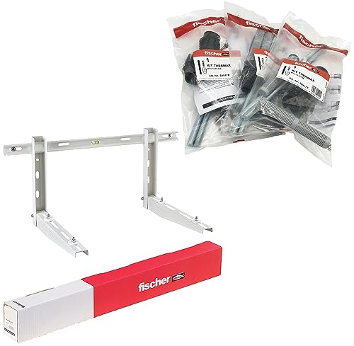 Fischer Staffe per Climatizzatore Unità Esterna KLIMA STRONG Innesto Rapido + 3 Kit Tasselli per Fissaggio su Cappotto Isolante Spessore max 200 mm