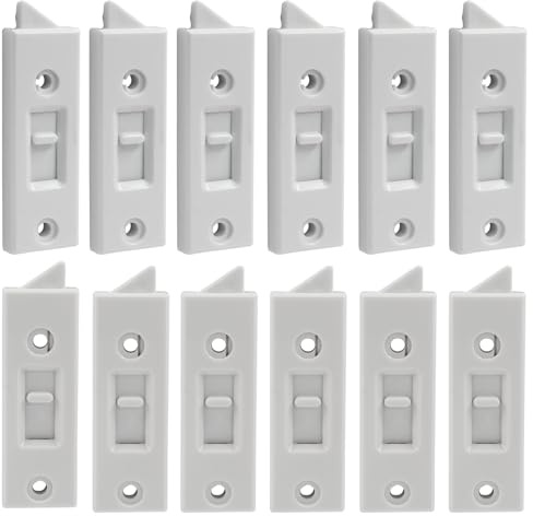 Kyuionty Window Latch Locks Replacement Window Parts and Hardware, Plastic Spring Loaded Sliding Window Tilt Latch for Home Window Accessories, Pack of 12 (White)