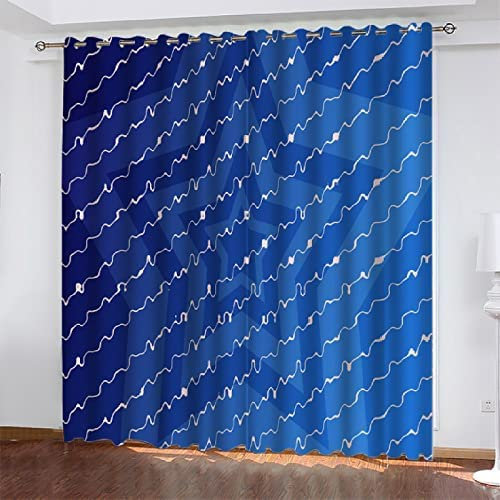 Schattierung Vorhänge 2Er Set 3D Weißer Stern Druck Isolierung Schalldichte Kinder Gardinen Blickdicht Mit Ösen Vorhang Fenster Für Wohnzimmer Schlafzimmer Balkon 150(B) X166(H) cm