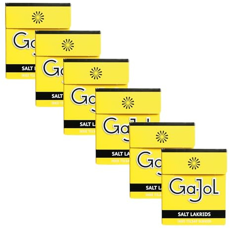 Ga-Jol Salzlakritz Pastillen Zuckerfrei 20g | Dänische Süßer Genuss ohne Zucker! Ideal für unterwegs (6er Pack)