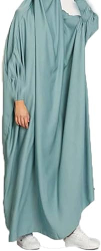 YOVALO Frauen Elegant Muslim Hijab Kleidung Islam Dubai Abaya Gebetskleid Einfarbig Lose Einteilige Gebetskleid Volle Abdeckung Muslimische Mode Fledermausärmel Jilbab Hijab Robe Frauen Kleid