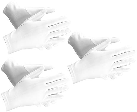 Homoyoyo 3 Paare OP-Handschuhe weiße Baumwollhandschuhe Wegwerf Handschuhe Arbeitshandschuhe herren Schmuckhandschuhe Schmuck-Etikette-Handschuhe elastisch Weiße Handschuhe Mann
