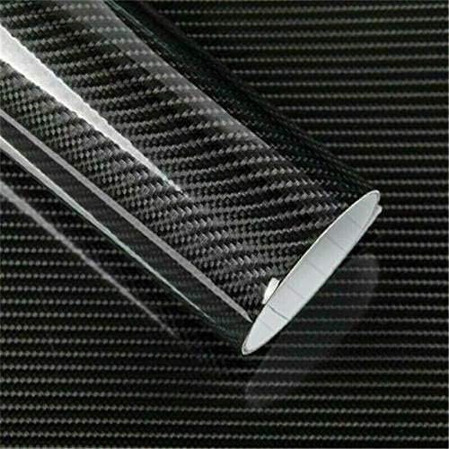 Rollo de Vinilo Negro de Fibra de Carbono, KACEPAR Lámina Autoadhesiva de Protección de Pintura para Coche, Moto, Furgoneta, Decoración Interior/Exterior DIY, Efecto 5D Texturado, 30cm x 152cm