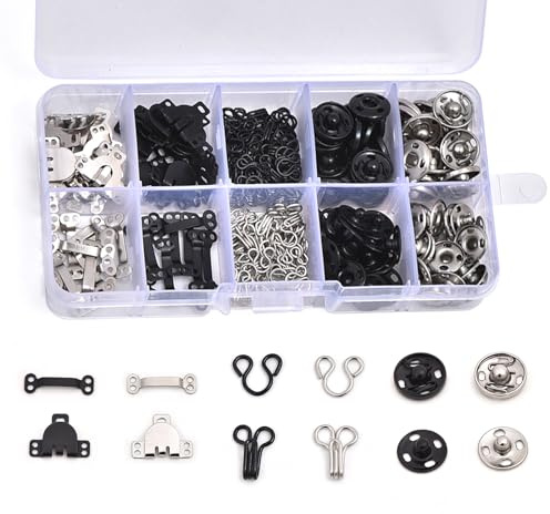 Haken und Ösen Hosenhaken Set für kleidung BH Haken Verschluss Druckknöpfe und Ösenverschlüsse Verschlusshaken zum annähen 100 Stück