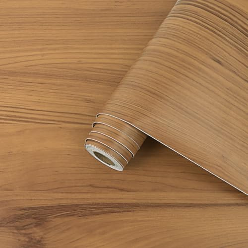 Arthome Klebefolie Holzoptik,Selbstklebend Holz Vintage Tapete,Natürliche Holz Maserung Möbelfolie Rustikal Abnehmbar Vinyl Wrap Folie für Möbel Küche Schränke,Licht Braun Holz,40cmx6m