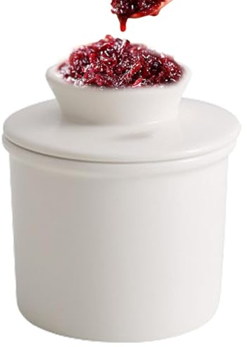 Mantequera de porcelana – Mantequillera cubierta | Mantequera de cerámica de granja moderna de porcelana, soporte para mantequilla de cerámica, recipiente de almacenamiento para mantequilla