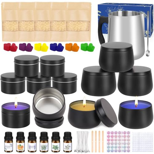 LDUMODUW crea il tuo set di candele, set per candele fai da te per adulti, crea il tuo set di candele profumate, regali di Natale con cera d'api da 625 g, 10 barattoli di candela, blocchi colorati