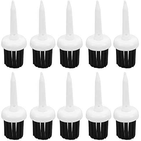 equlup Golf-Tees, Bürstentyp, 10 Stück, Bürsten-Golf-Tees, Kunststoffbürste, unzerbrechliches Tee, mehr Abstand, gleichmäßige Höhe, Bürsten-Tees für das Golf-Fahrertraining (weiße Schwarze Haare)