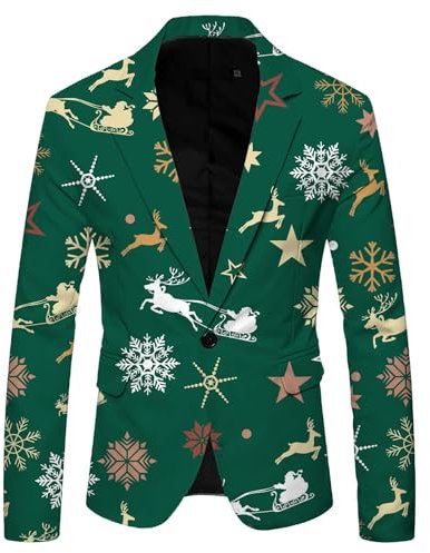 SRZYMJ Grün Halloween Kostüm Herren Slim Fit Freizeitanzug EIN-Knopf Langarm Mantel Freizeit Elegant Anzugjacke Entsetzen Blutig Bedruckt Blazer Festival Sakko Lässig Jacken Herrenjacke Anzug Hemd L
