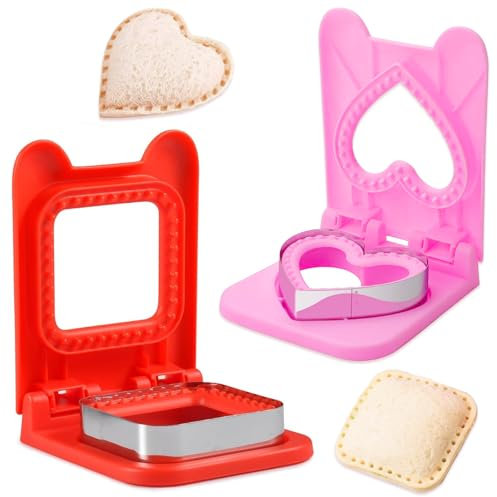 Yistoi 2 stampini per il pane per bambini, a forma di cuore, per la scuola, per bambini, ragazzi, ragazze, regalo di compleanno