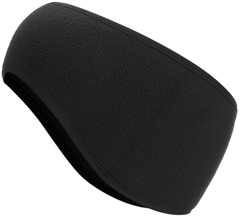 PATIKIL Öronvärmare pannband, polarfleece öronvärmare vinter stretchig löpning svettband utomhus nödvändig för kallt väder löpning jogging promenader skidåkning cykling, svart, Svart, L