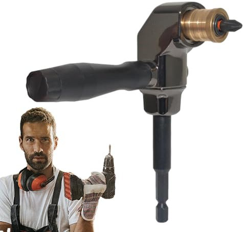 Vllold Trapano ad angolo retto a 90 gradi, adattatore per trapano a 90 gradi, impugnatura ergonomica ad angolo retto, adattatore per punte da trapano a batteria per spazi ristretti
