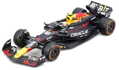 Bburago Formel 1 Oracle Red Bull Racing RB20 (2024): Modellauto im Maßstab 1:43, mit Fahrer #11 Sergio Pérez, Hardcase, 12,5 cm, schwarz (18-38098P)