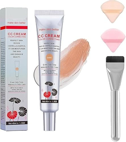 Caiucoco Cc Cream,Korean Color Changing Cc Cream,Korean Color Changing Foundation,2 In1 Skincare & Makeup, Multi-Purpose Skin Tone Adjusting Cc Cream Concealer Full Coverage (Dark)
