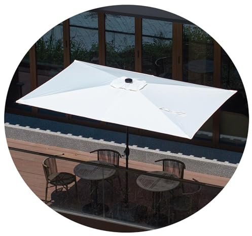 Ombrellone Rettangolare 3.0 X 2.0m da Giardino Parasole per Balcone A Manovella Anti UV Idrorepellente per Mare Spiaggia Piscina Terrazzo(White)