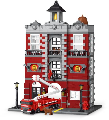 TOY PLAYER City Feuerwehr-Rettungs-Gebäudeset, kompatibel mit Lego Feuerwehrfahrzeug-Bausteinen, Geschenk für Jugendliche und Erwachsene ab 14 Jahren (1823 Teile)