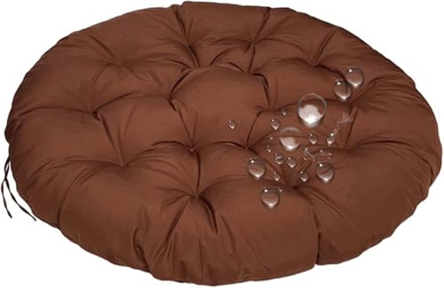 ZTGL Rund Groß Papasan Sitzkissen 160/170/180 cm, Papasansessel Kissen Outdoor Wasserdicht, Verdickt Polster Bodenkissen für Schwenksessel, Indoor Polyrattan Sessel Kissen,Braun,160 * 160CM