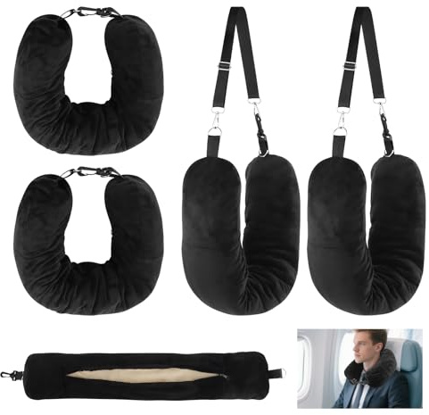 TOSAVGA 2pcs Almohada Viaje Rellenable Ropa, Cojín Cervical de Viaje Rellenable, Cojín para Cuello de Avión, Almohada de Viaje Multifuncional en Forma de U, para Viajar en Coche o avión (sin Relleno)