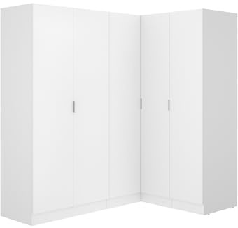 Vente-unique - Eckkleiderschrank mit 5 TÃ Â ÂÂ Ã Â ¼Ren - 173 cm - WeiÃ Â ÂÂ Ã Â ÂÂ - LISTOWEL