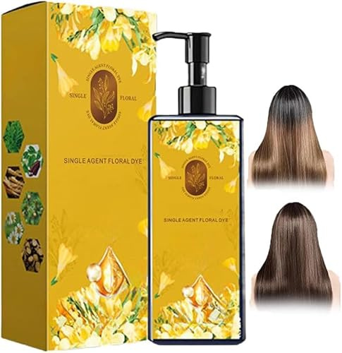 Colore dei capelli nutriente a base vegetale, tintura floreale a lunga durata, copertura uniforme e naturale dei capelli grigi, ammorbidisce e aggiunge lucentezza (Marrone Scuro)