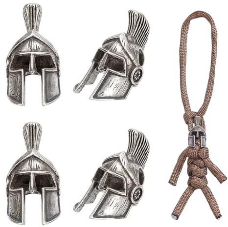 UNICRAFTALE 4 Stück Helm Lanyard Perle Totenkopf Paracord Perlen Metallhelm Tibetischer Stil Antike Silberperlen Großes Loch Abstandshalter Europäische Perle Für Halloween Basteln Armbänder