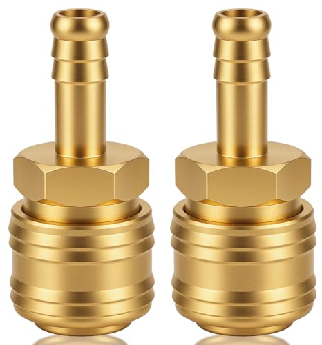 2stk Messing Druckluft Schnellkupplung Set, NW 7.2mm mit Schlauchtülle für LW 9mm Schläuche, Hohe Dichte Pneumatische Anschlussfittings für Werkstatt, Industrie, Bau & Kompressor Zubehör