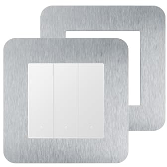 2PCS Light Switch Cover Plate,Light Switch Surround Silver-3.38Inch | Switch Sticker Cover, Aluminum Wall Plate Frame for Standard UK Switches, Self-Adhesive Home Wall Decoration & Protection