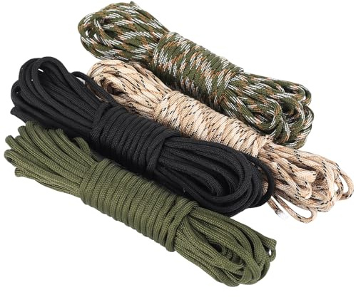 4 Unidades de Cuerda Paracord Multiusos, 4mm Grosor x 10m Largo, para Proyectos de Manualidades, Senderismo, Camping y Aire Libre