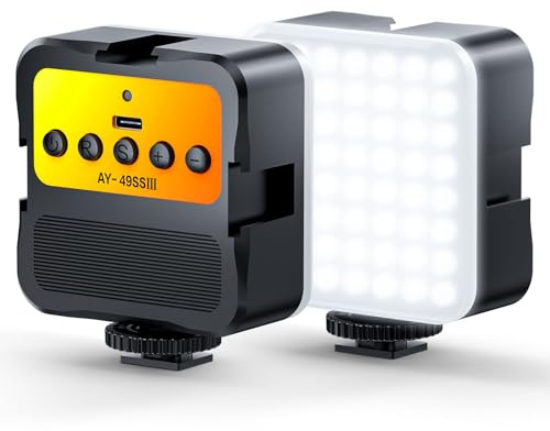 Luce della fotocamera Cold Shoe: Luce video a LED a colori - 3200K-5600K+CRI95 Luce per fotocamera ricaricabile, 3 attacco a scarpa fredda per DSLR/GoPro/Sony/Canon, riprese Vlog TikTok Live