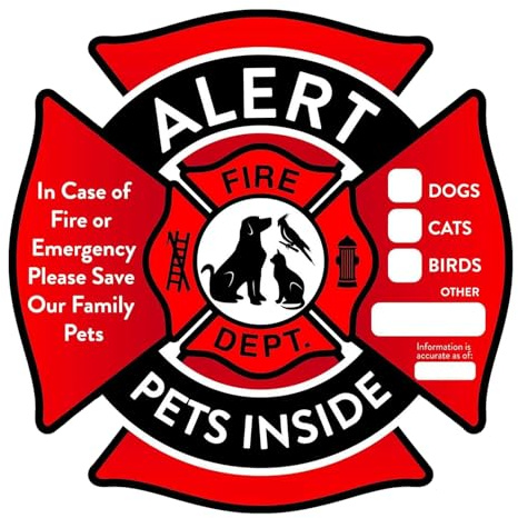 Pet Interior Pegatina - Guarda Nuestras Mascotas Con La Ventana De Rescate De Incendios, El Buscador De Alerta De Seguridad Adhesiva Para Perros Gatos | Ventana Para El Automóvil De La Casa De La Puer
