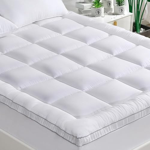 GRT Surmatelas 140x190 cm - Épaisseur Généreuse de 6 cm pour Un Sommeil Confortable, en Fibres de Bambou et Garnissage 3D - Ultra-Doux et Respirant