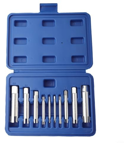 Eawfgtuw Lot de 10 extracteurs de tarauds pour enlever les vis à tête cassée endommagées et dénudées, outil de retrait en acier galvanisé 45# avec tailles # à 10 # pour