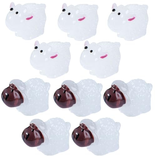 Veemoon Lot de 20 Figurines de Moutons Phosphorescents en Résine, Mini Décorations Lumineuses pour Jardin et Bureau, Animaux Miniatures Blancs et Rouges, Décoration Intérieure