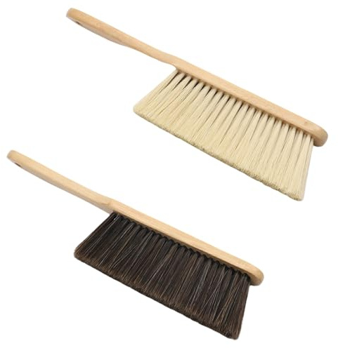 Foonary 2 spazzole in legno con manico in polipropilene, 35 cm, con manico in legno, per la rimozione della polvere, scopa a mano con corda per appendere, per casa, ufficio, giardino, garage e auto