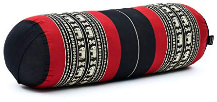 Leewadee Yoga Bolster - Standard Size – Large Meditation Cushion, Tube Pillow for Comfortable Reading, Pilates Equipment, Kapok Filling, 24 x 10 x 10 inches, Black Red