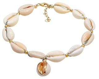 Elli Fußschmuck Damen Fußkettchen Sommer Trend mit Kauri Muscheln in 925 Sterling Silber Vergoldet