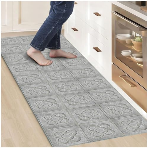 Alfombras Vinilicas para el Hogar 180 x 60 - Alfombra Vinilica Cocina Resistente y Antitropiezos - Alfombra Cocina Lavable Antideslizante para Interior/Exterior - Alfombras de Vinilo Esponjosas
