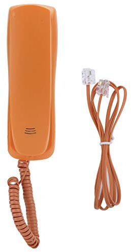 ASHATA Corded Telephone, Orange, Wired Desktop Landline Phone for Office Home Hotel