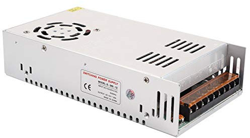 Fuente de alimentación conmutada, fuente de alimentación DC12V, fuente de alimentación de tipo conmutada regulada universal de metal de 12V 30A con control de temperatura para luz
